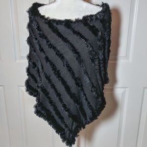 Sweater Project fuzzy black poncho One Size